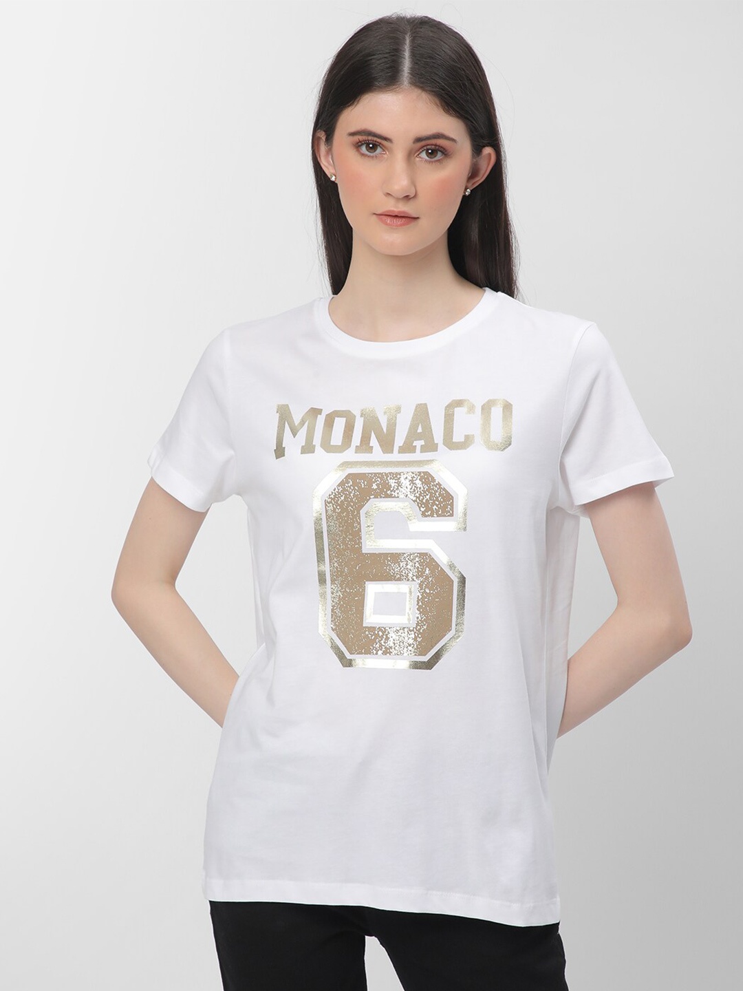 

R&B Typography Printed Cotton T-shirt, White