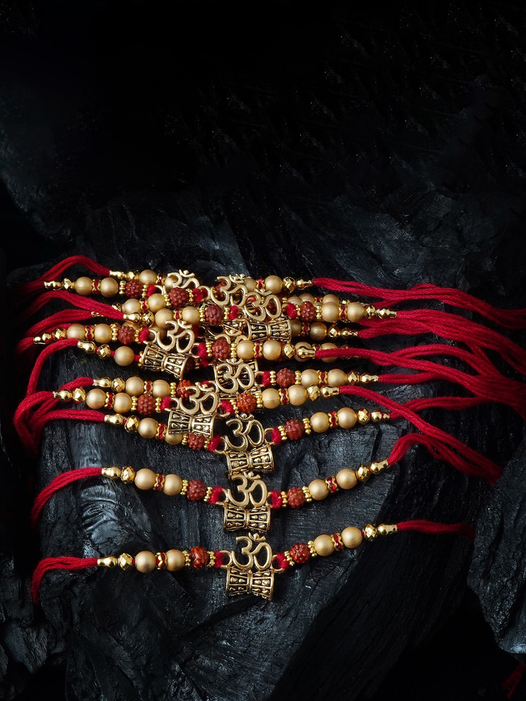 

MANSIYAORANGE Set Of 6 Gold-Plated Elegant Cotton Rakhis