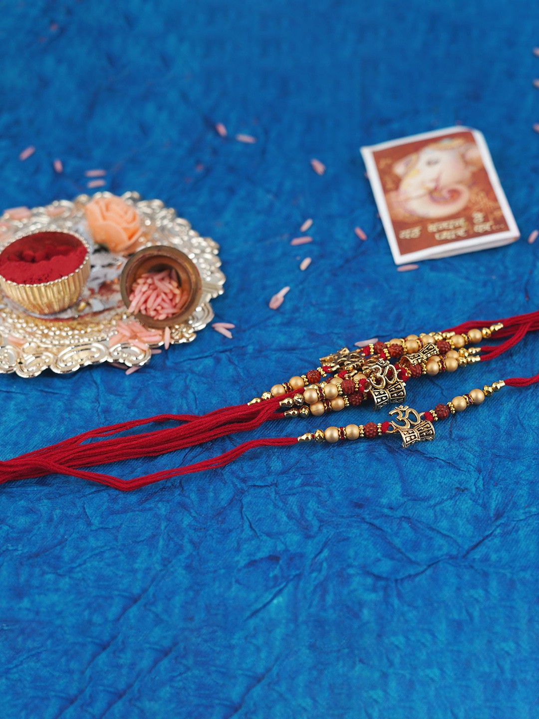 

MANSIYAORANGE Set of 12 Elegant Cotton Thread Rakhis, Gold