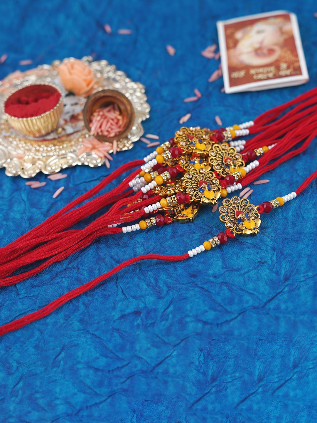 

MANSIYAORANGE Set of 12 Gold-Plated Elegant Cotton Thread Rakhis