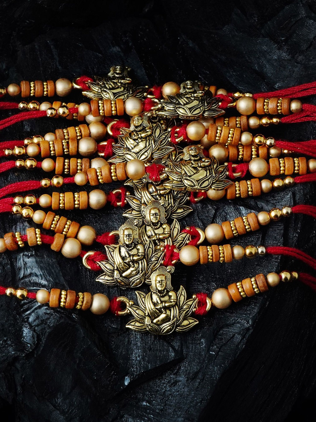 

MANSIYAORANGE Set of 12 Gold-Plated Cotton Thread Rakhis