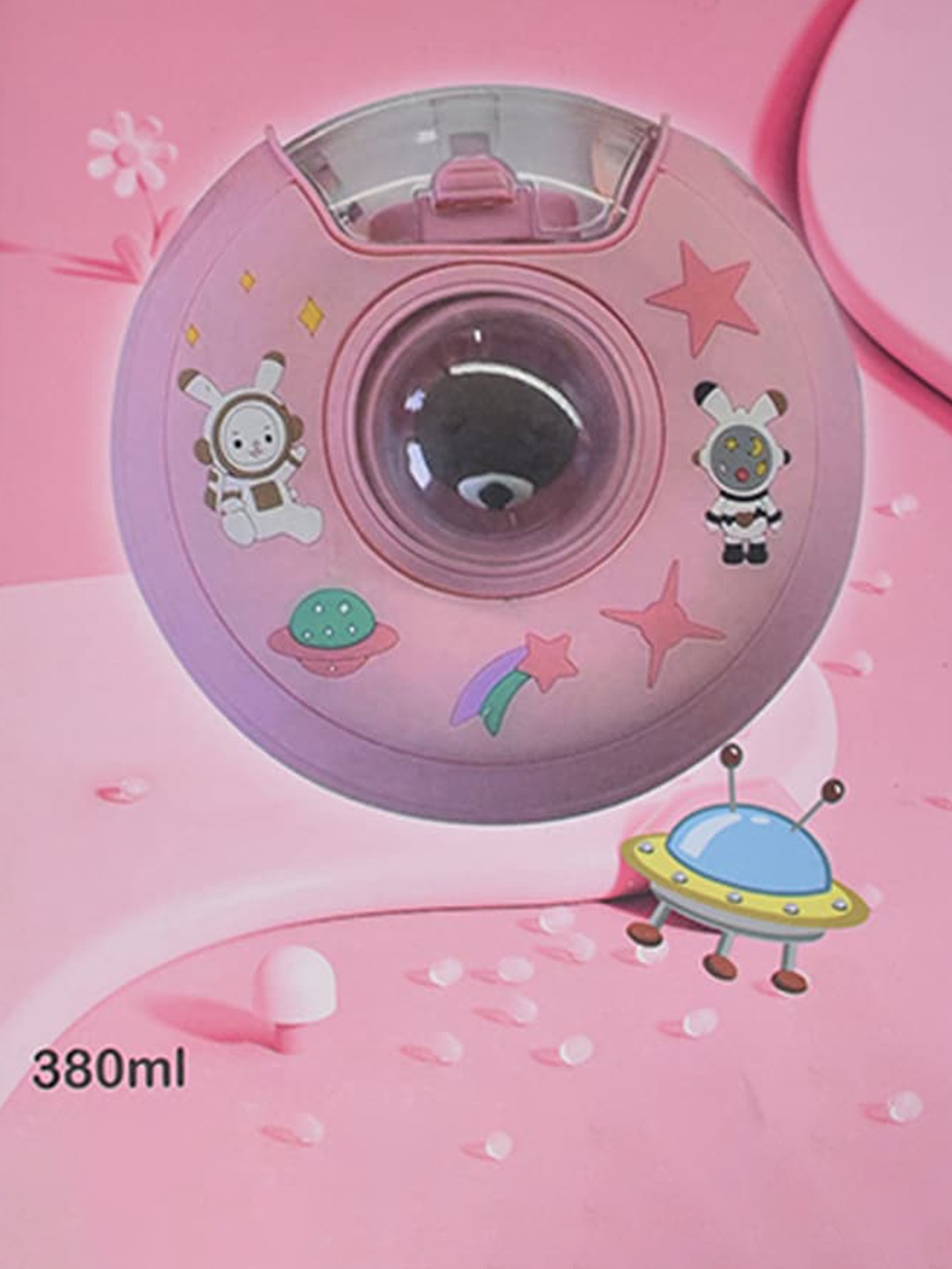 

K&U Kids Pink Space Girl Plastic Round Sipper Water Bottle - 500 ml