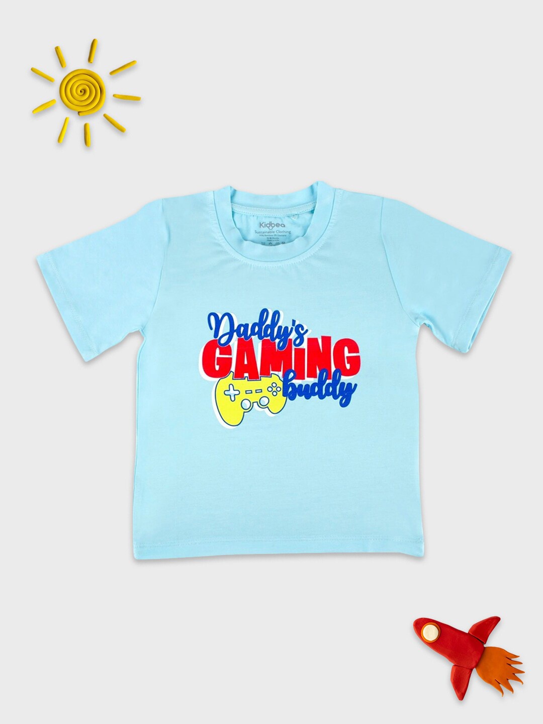 

Kidbea Boys Typography Printed T-shirt, Blue