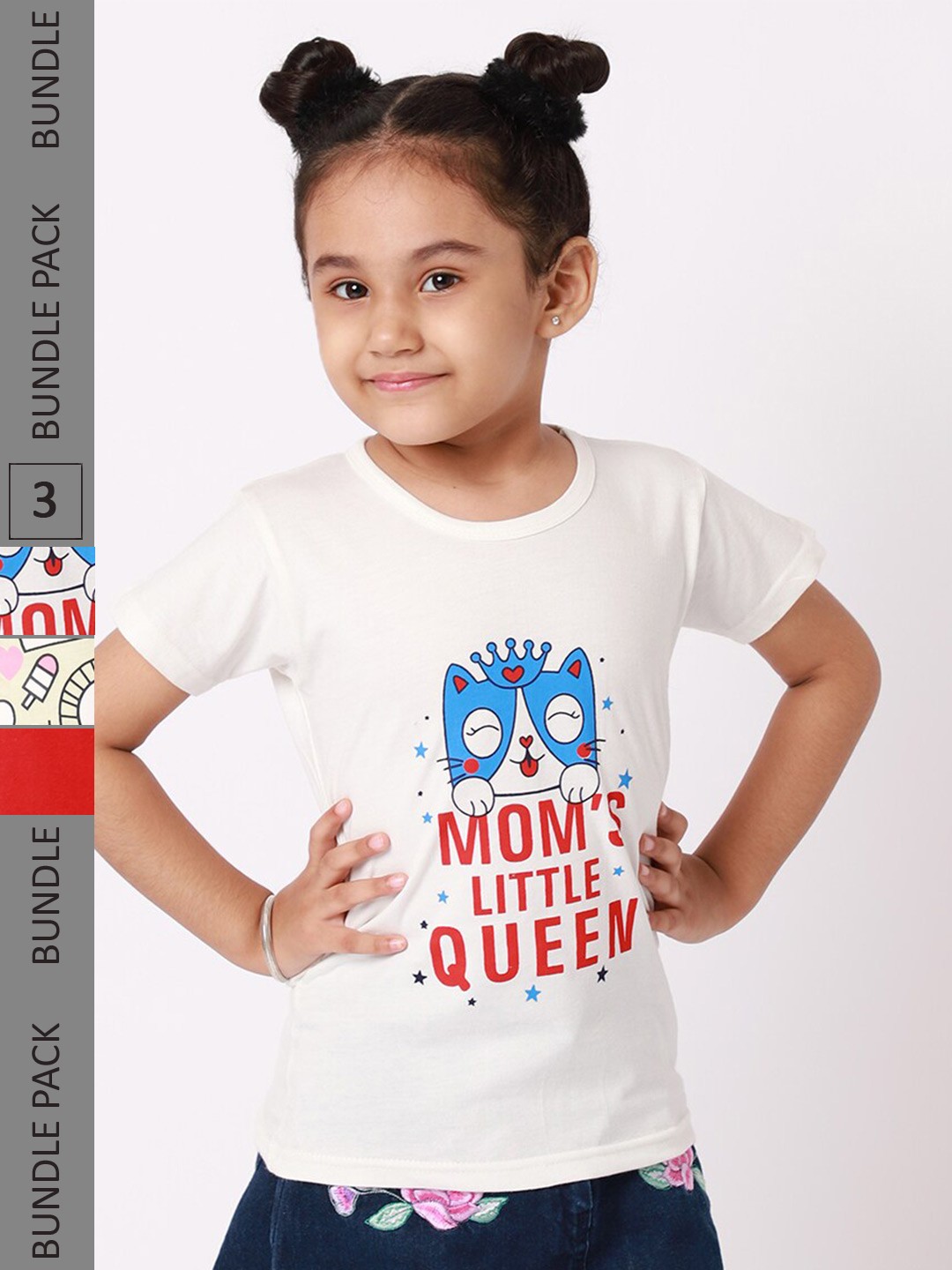 

BAESD Pack of 3 Girls Graphic Printed T-shirt, White