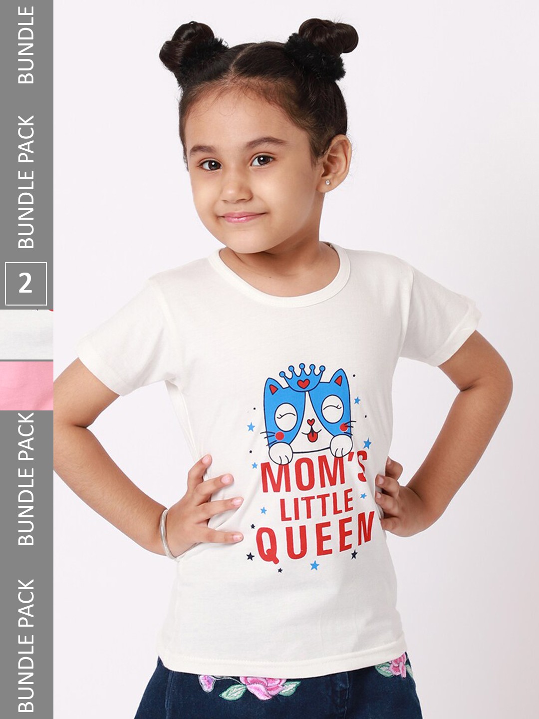 

BAESD Girls Pack of 2 Graphic Printed Cotton T-shirts, White