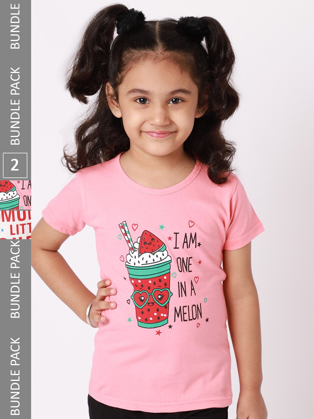 

BAESD Girls Pack Of 2 Graphic Printed Cotton T-shirts, Pink
