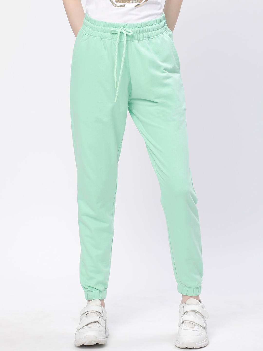 

R&B Women Mid-Rise Cotton Joggers, Green
