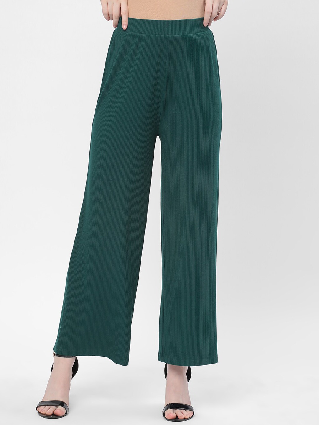 

R&B Women Mid-Rise Parallel Trousers, Green