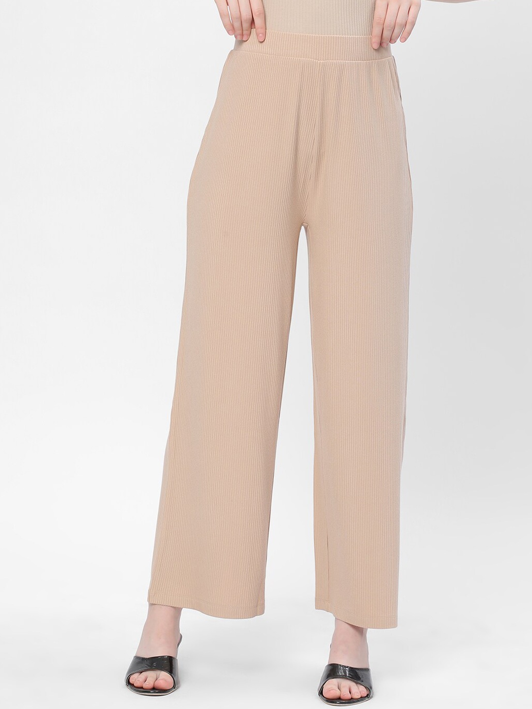 

R&B Women Mid-Rise Parallel Trousers, Beige