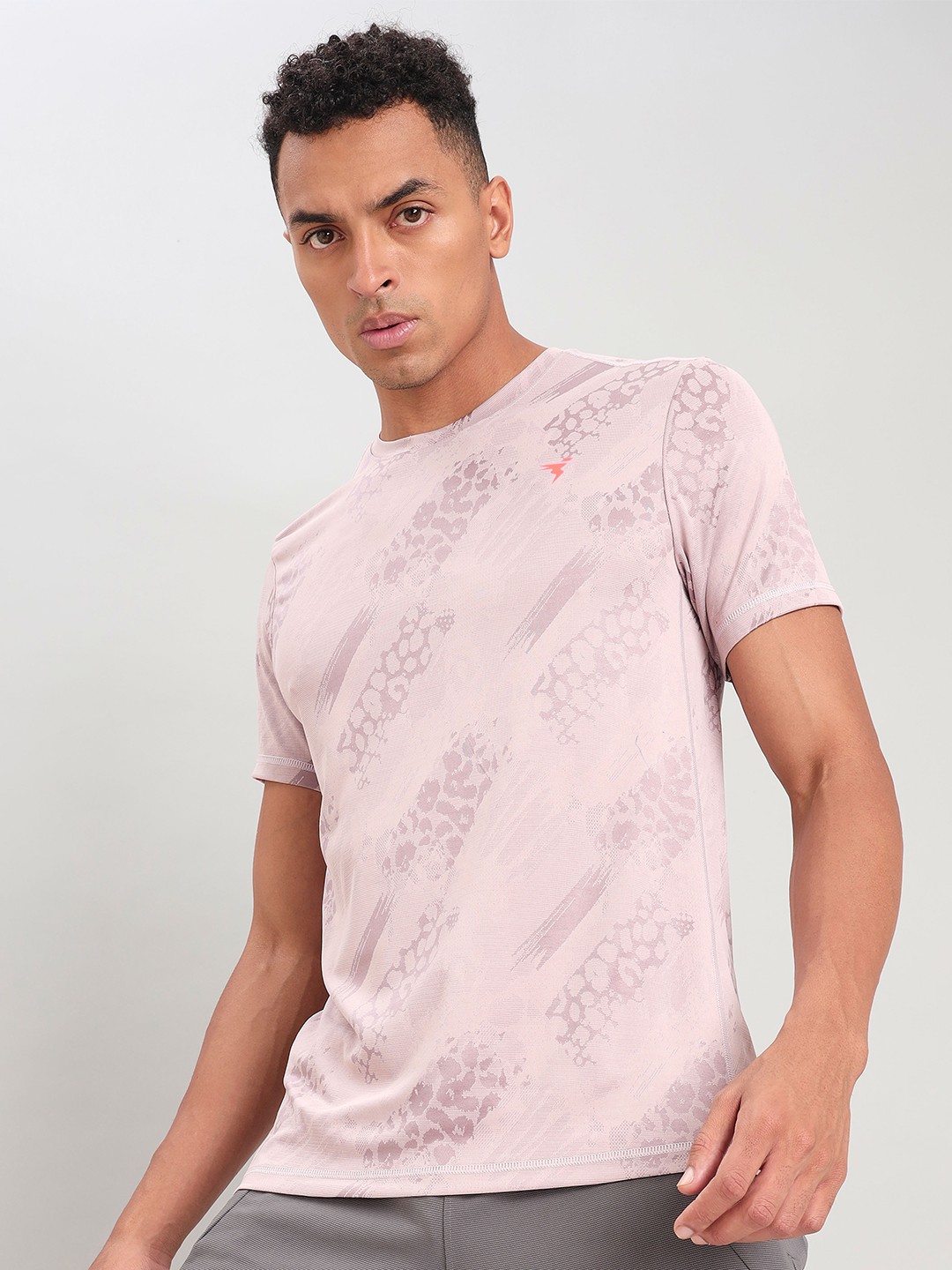 

Technosport Men Jacquard Double Cool Slim Fit Sports Tshirt, Pink