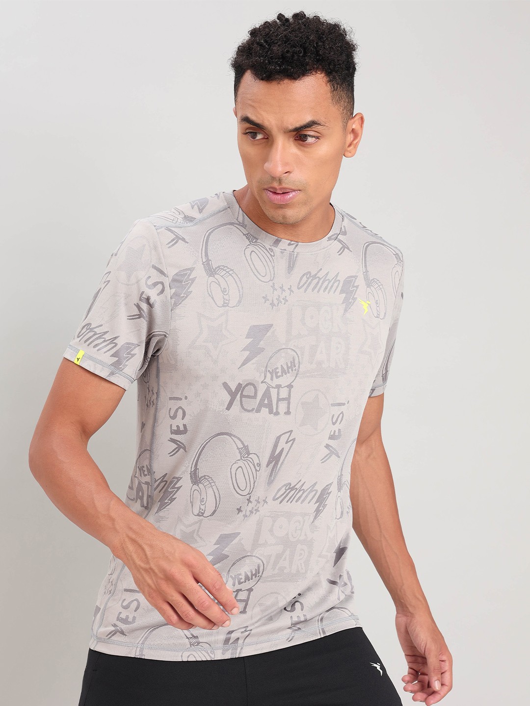 

Technosport Typography Printed Antimicrobial Sports T-shirt, Grey