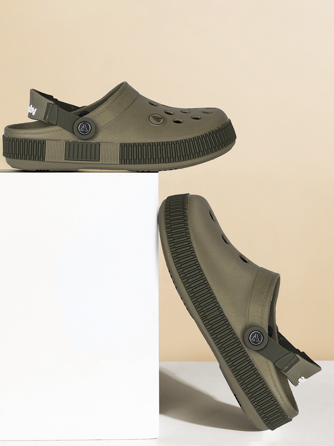 

Aqualite Men Self Design Clogs, Khaki