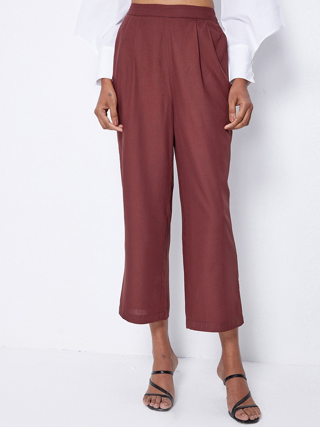 

Ancestry Women Mid-Rise Straight Parallel Cropped Trousers, Brown