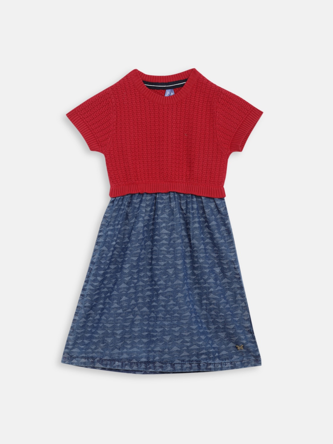 

Blue Giraffe Girls Red & Blue Printed A-Line Dress