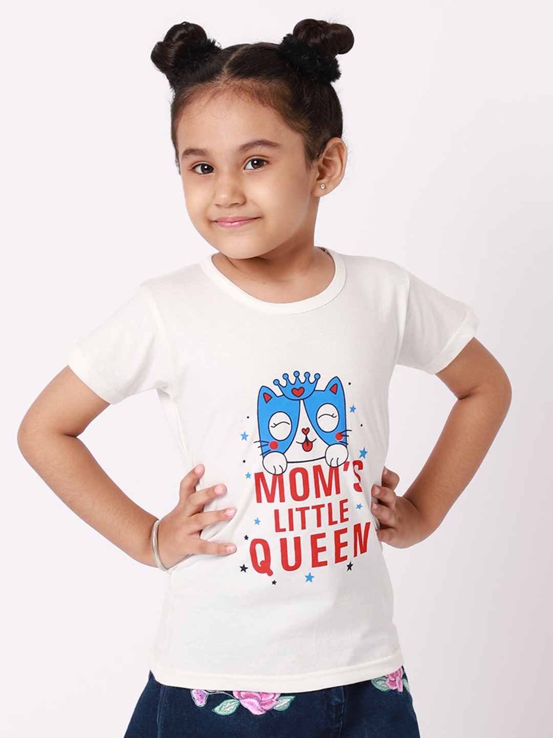 

BAESD Girls Typography Printed Cotton T-Shirt, White