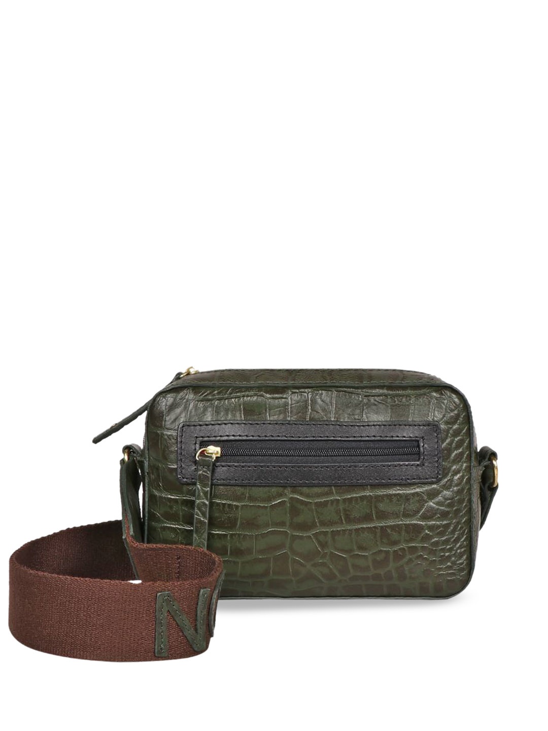 

Hidesign Textured Leather Structured Sling Bag, Olive