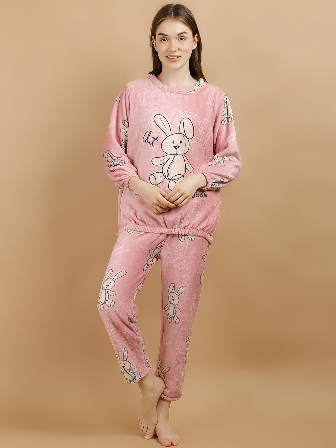 

Lugo Looney Tunes Printed Night suit, Pink