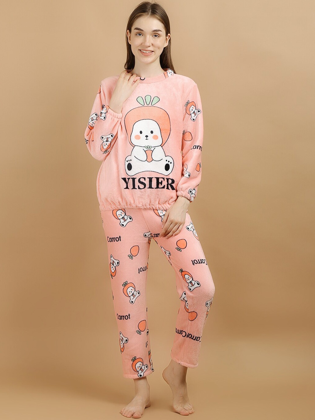 

Lugo Looney Tunes Printed Night suit, Peach