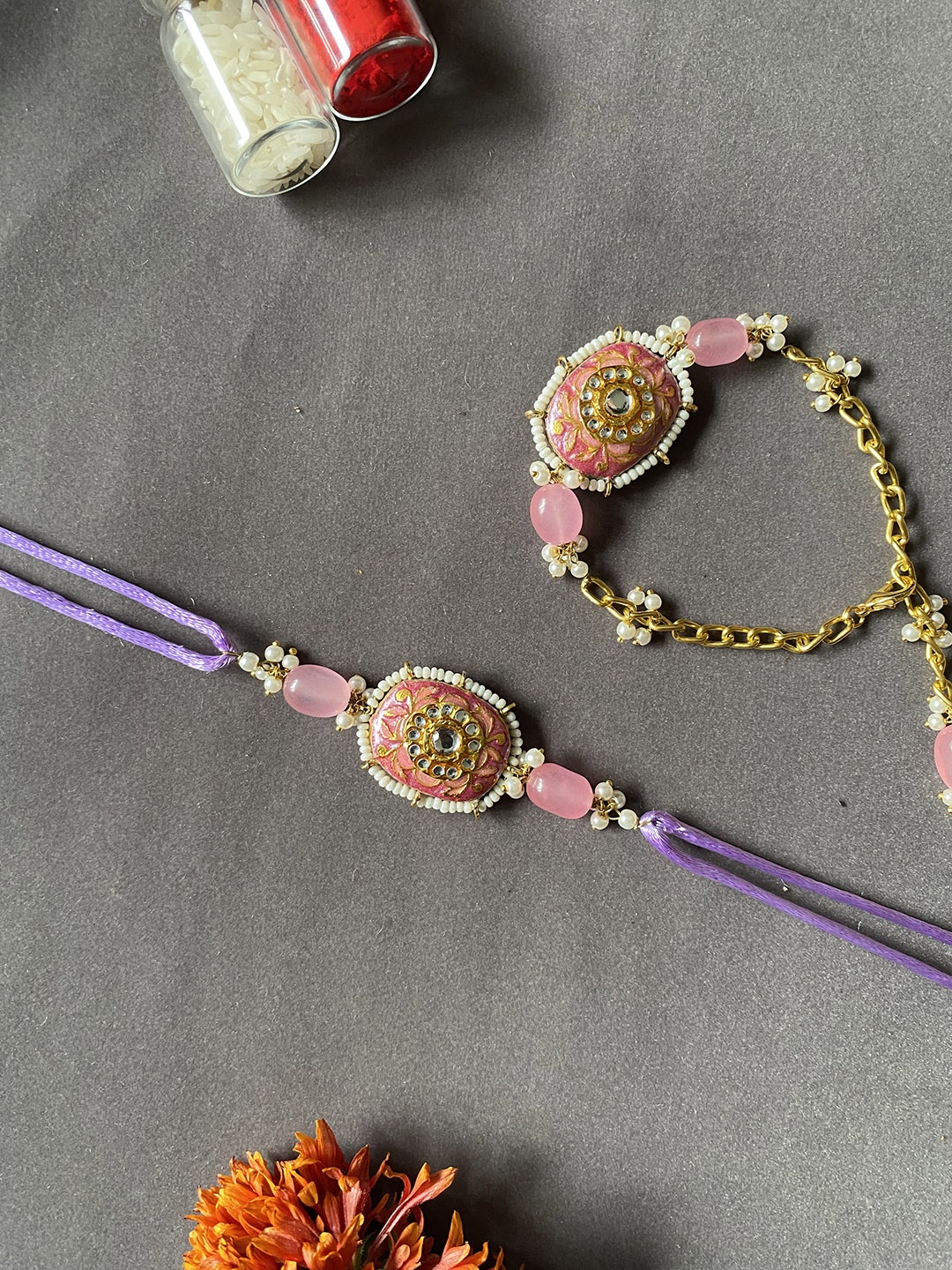 

THE AAB STUDIO Men Set Of 2 Bhaiya Bhabhi Rakhi, Purple