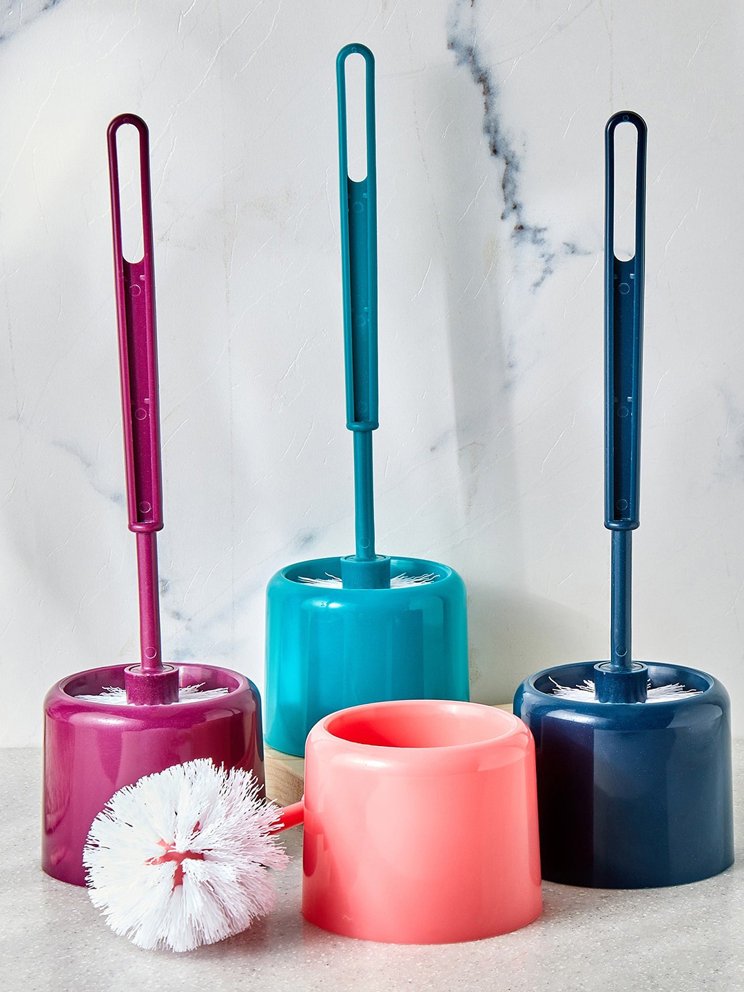 

Home Centre Coral-Pink Toilet Brush With Holder