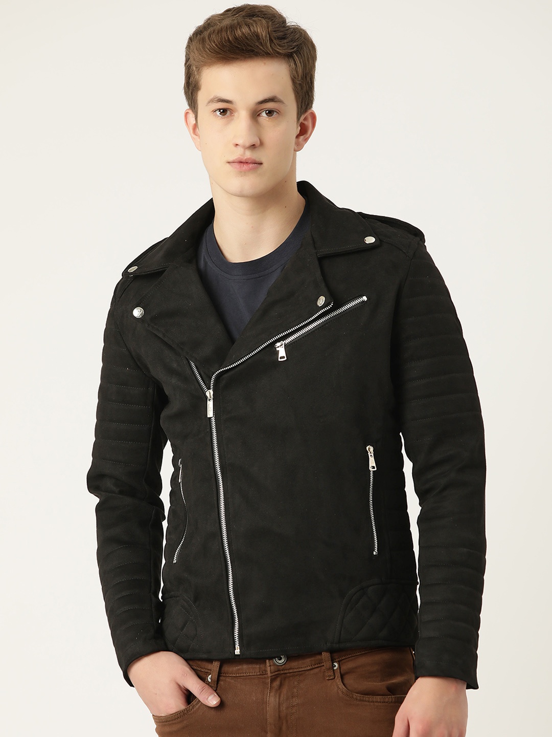 

Leather Retail Men Suede Lightweight Biker Jacket, Black