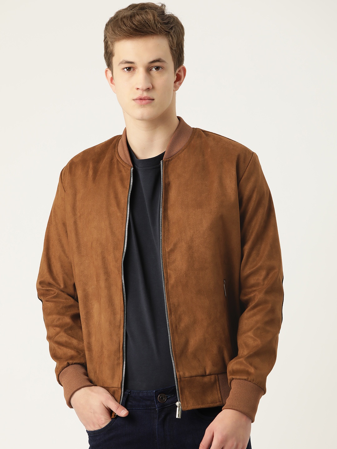 

Leather Retail Men Suede Lightweight Biker Jacket, Brown