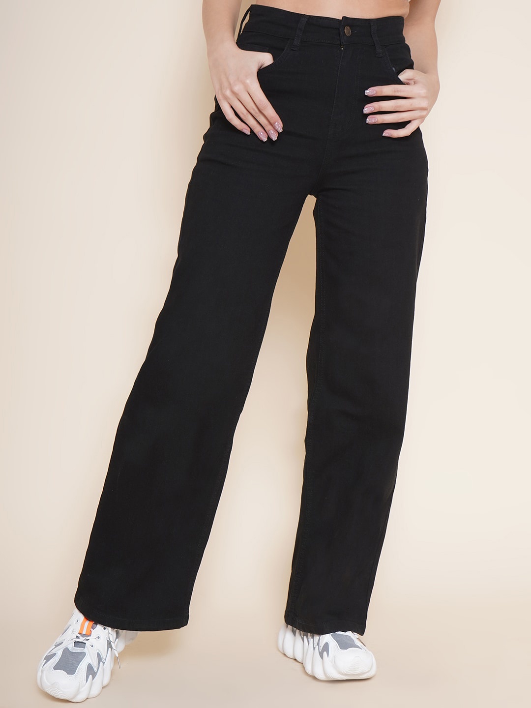 

VESTIDO MODAS Women Straight Fit High-Rise Clean Look Stretchable Jeans, Black