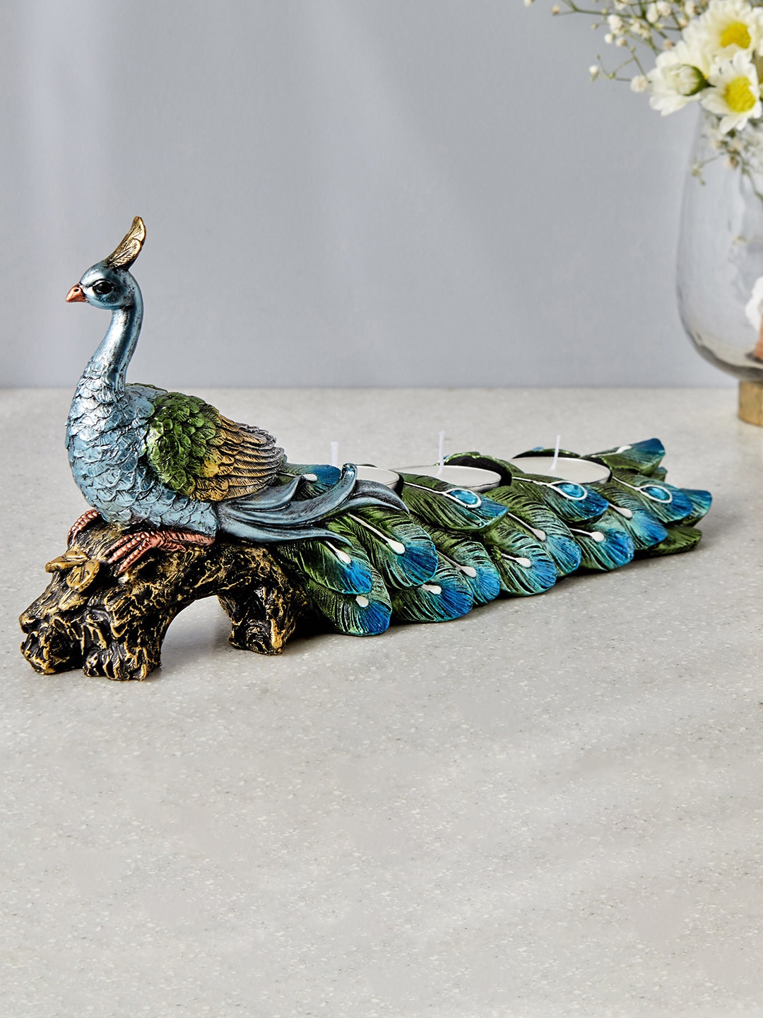 

Home Centre Blue & Green Peacock T-light Holders