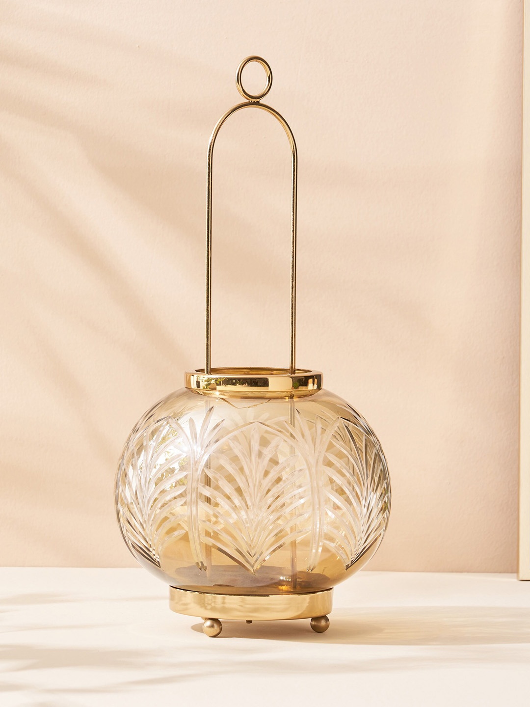 

Home Centre Gold-Toned Textured Hanging Lantern Candle Holder, Brown