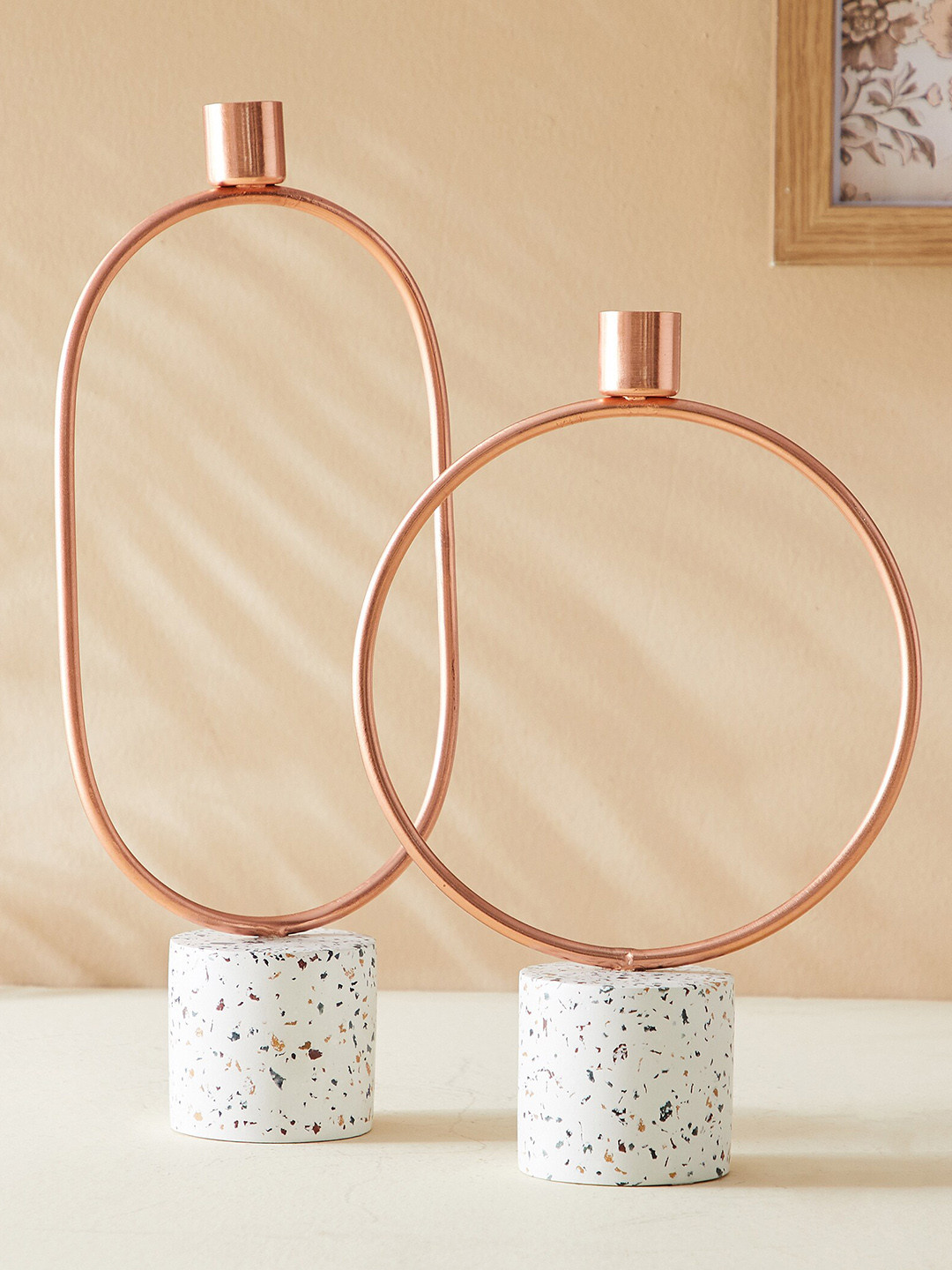 

Home Centre Splendid Terra Roza Copper-Toned & White Candle Holder