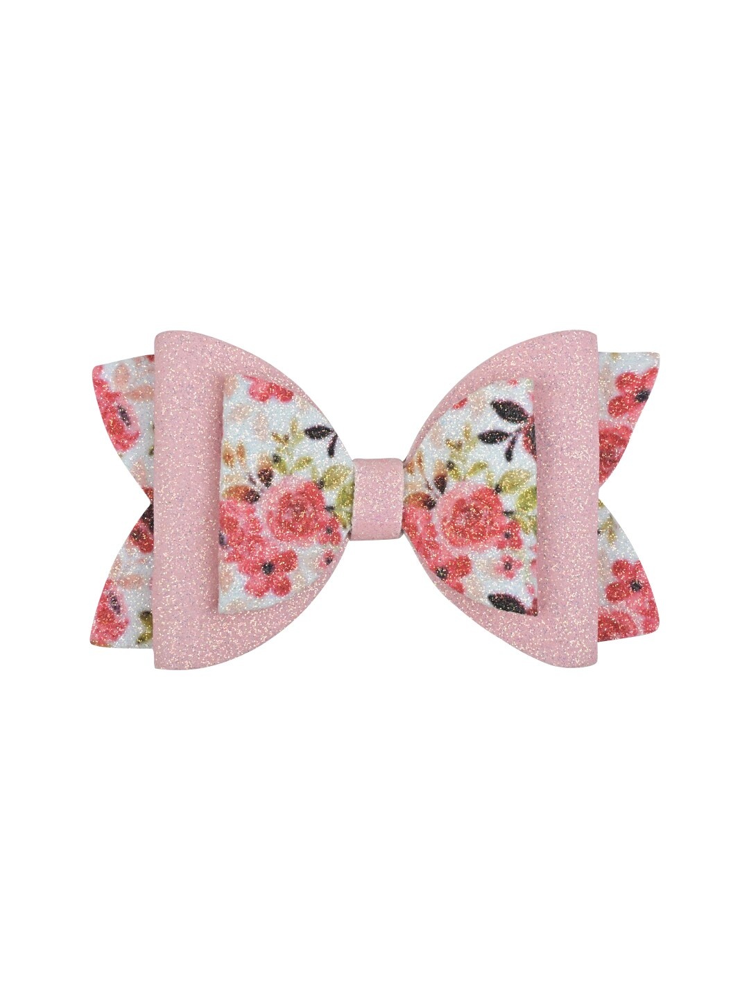 Aye Candy Girls Floral Printed Bow Alligator Hair Clip, Peach