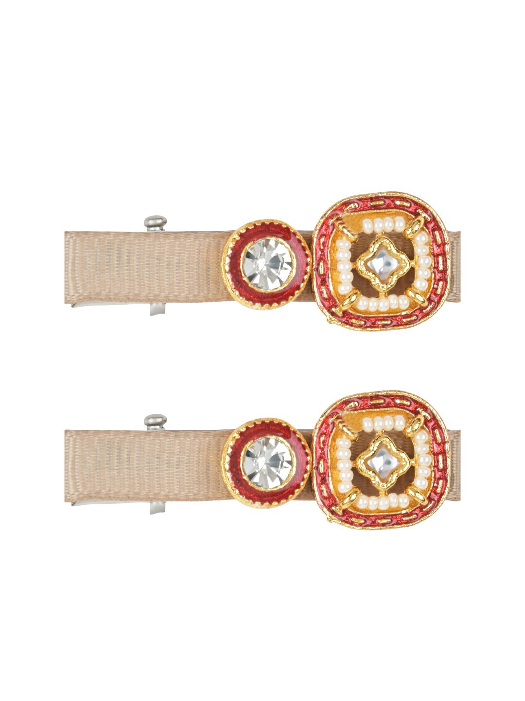 

Aye Candy Girls Red & Brown Set of 2 Embellished Alligator Hair Clip