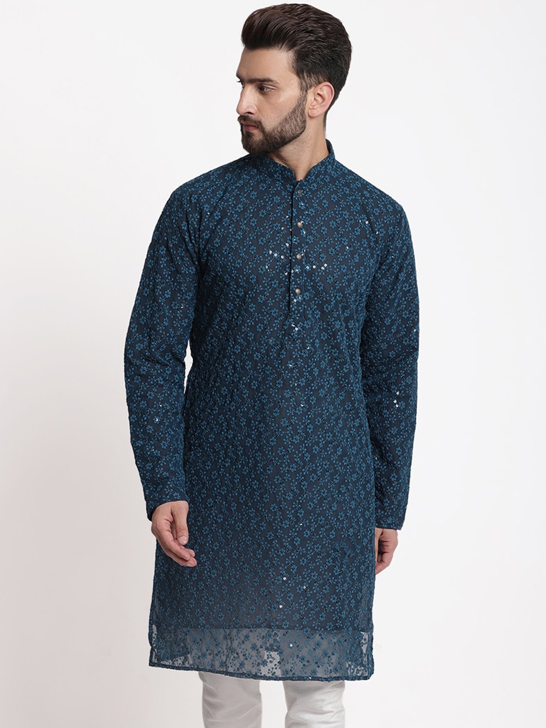 

TREEMODA Chikankari Sequins Kurta, Blue