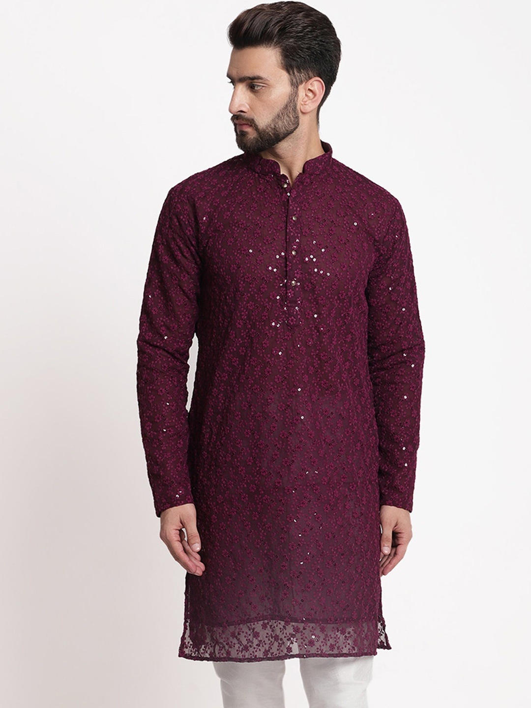 

TREEMODA Chikankari Sequins Kurta, Maroon