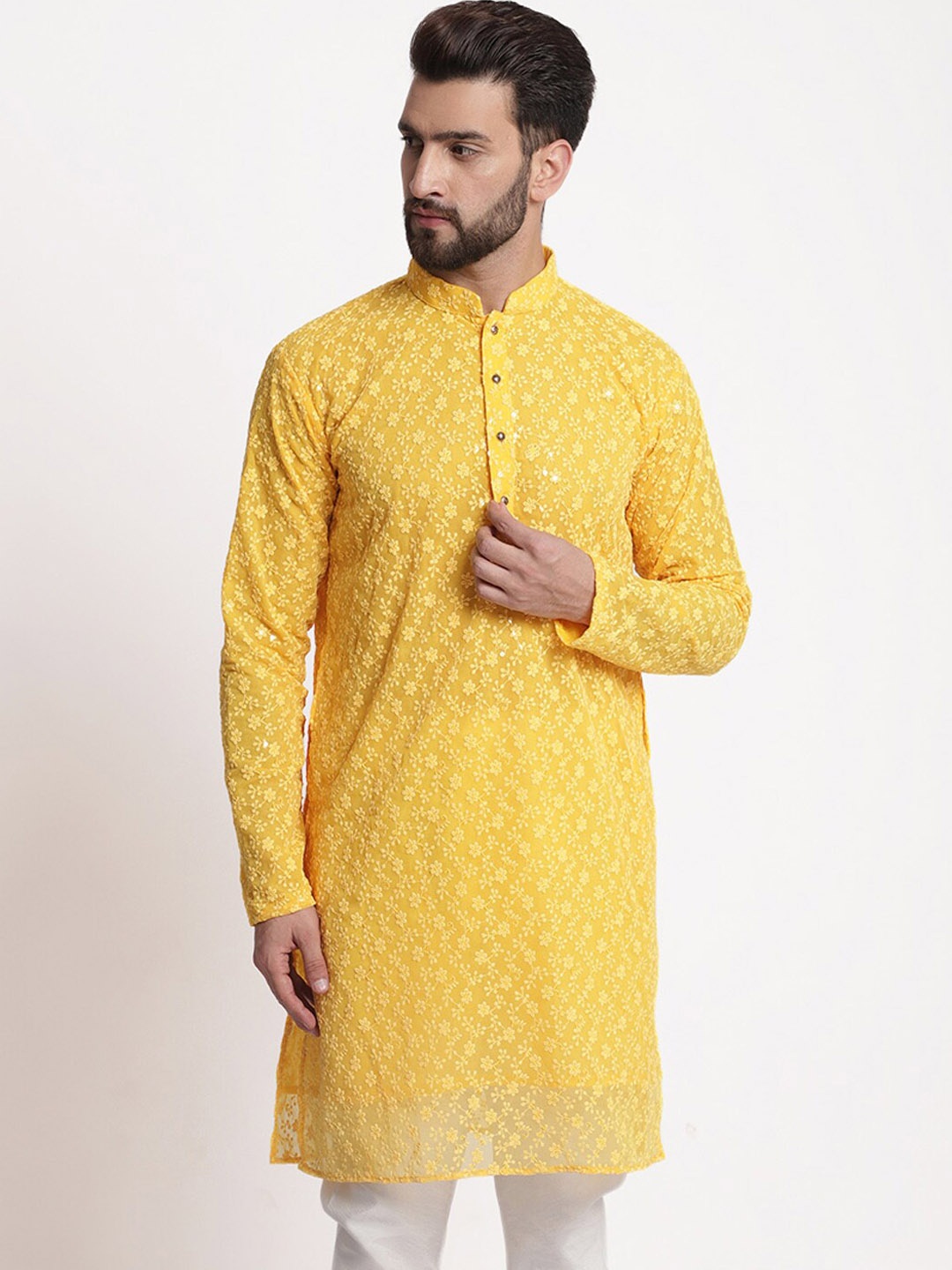 

TREEMODA Chikankari Sequins Kurta, Yellow