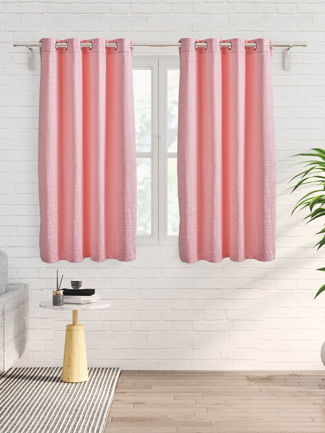 

Home Centre Calamus 2 Pcs Pink Black Out Window Curtain