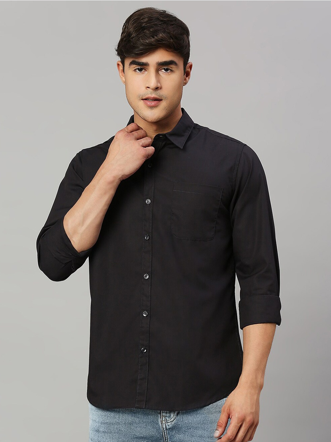 

Harvard Classic Slim Fit Spread Collar Casual Shirt, Navy blue