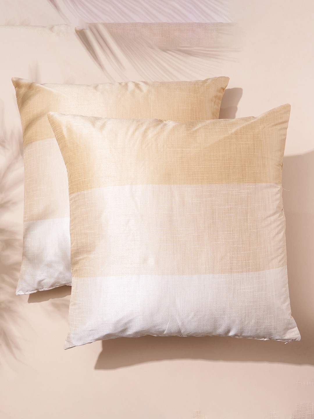 

Home Centre Wesley 2 Pcs Beige & Cream-Coloured Colourblocked Square Cushion Covers