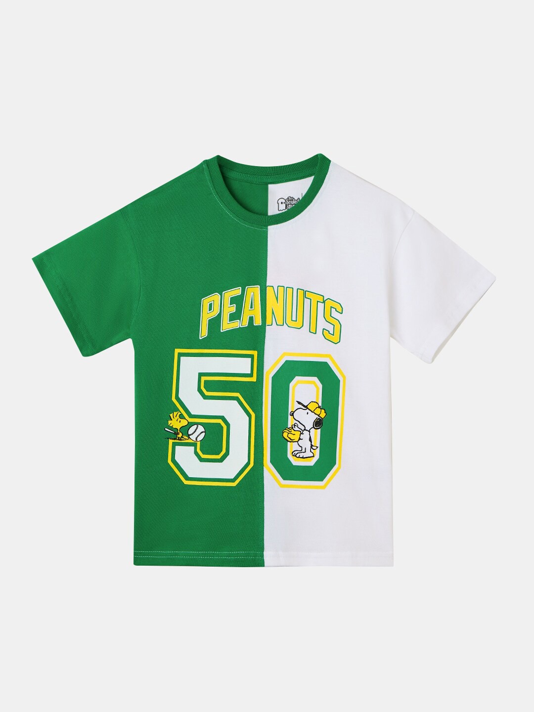 

The Souled Store Girls Green Varsity Printed Pure Cotton T-shirt