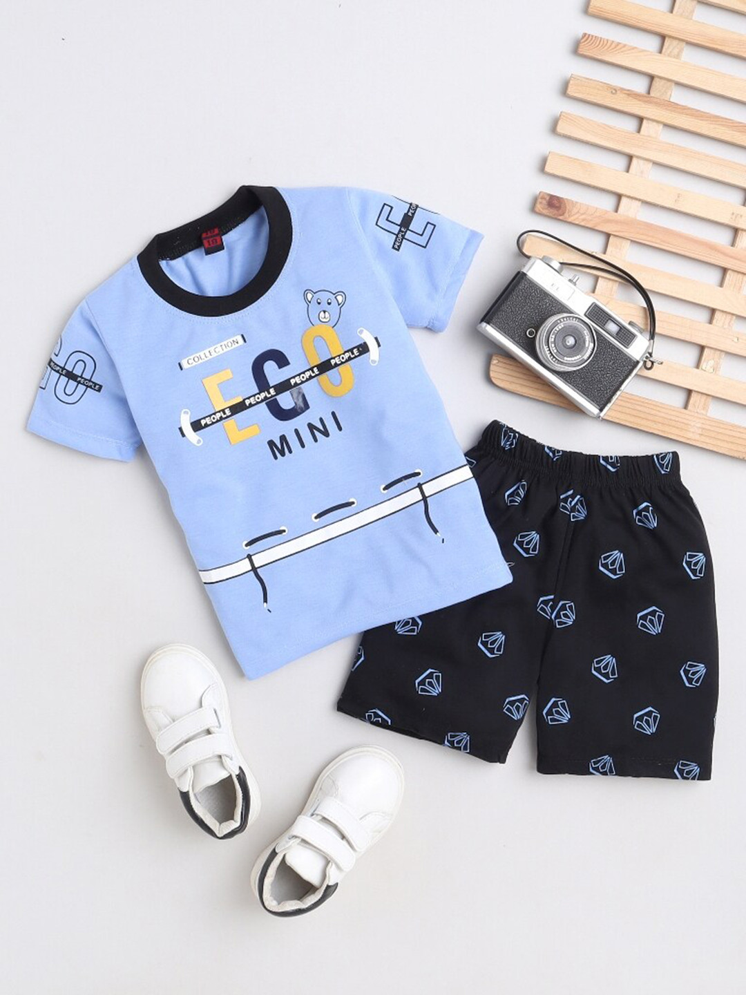 

BAESD Boys Printed Cotton T-shirt with Shorts, Blue