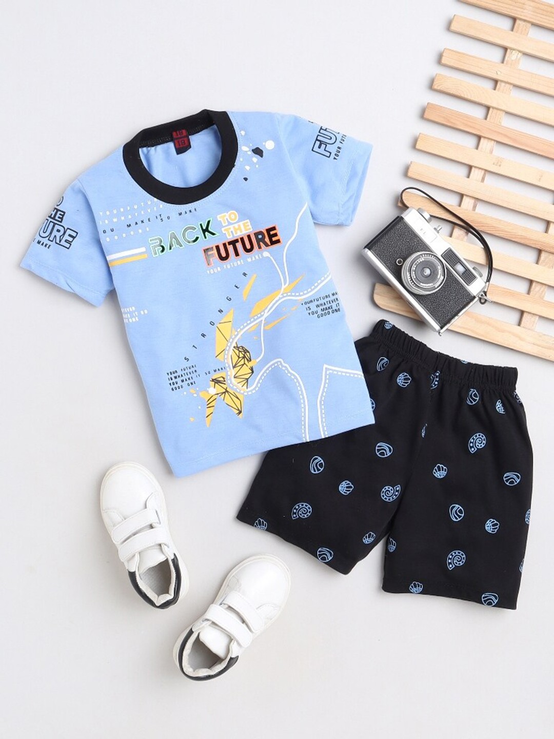 

BAESD Boys Printed T-shirt with Shorts, Blue