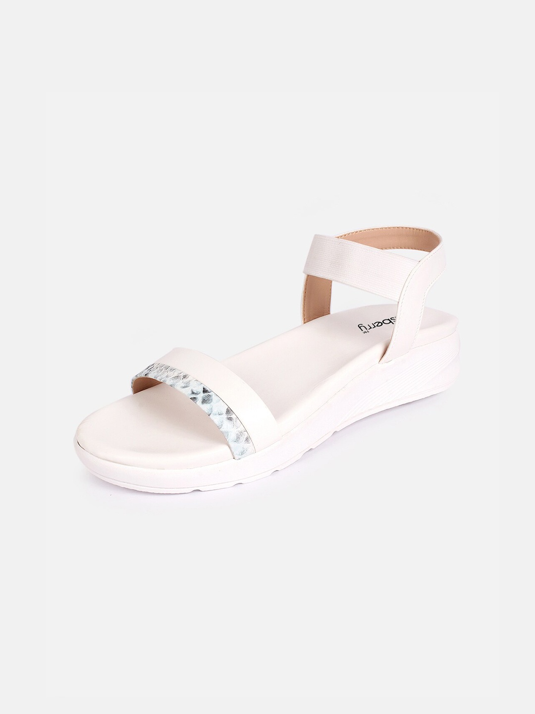 

DressBerry White And Grey Printed Open Toe Flats