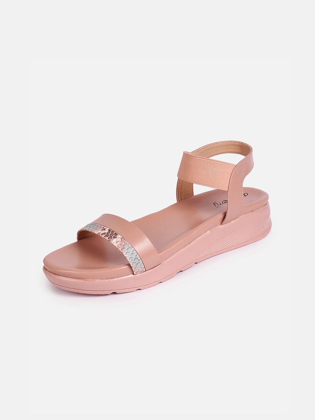 

DressBerry Nude - Coloured Textured Open Toe Flatform Heels With Backstrap