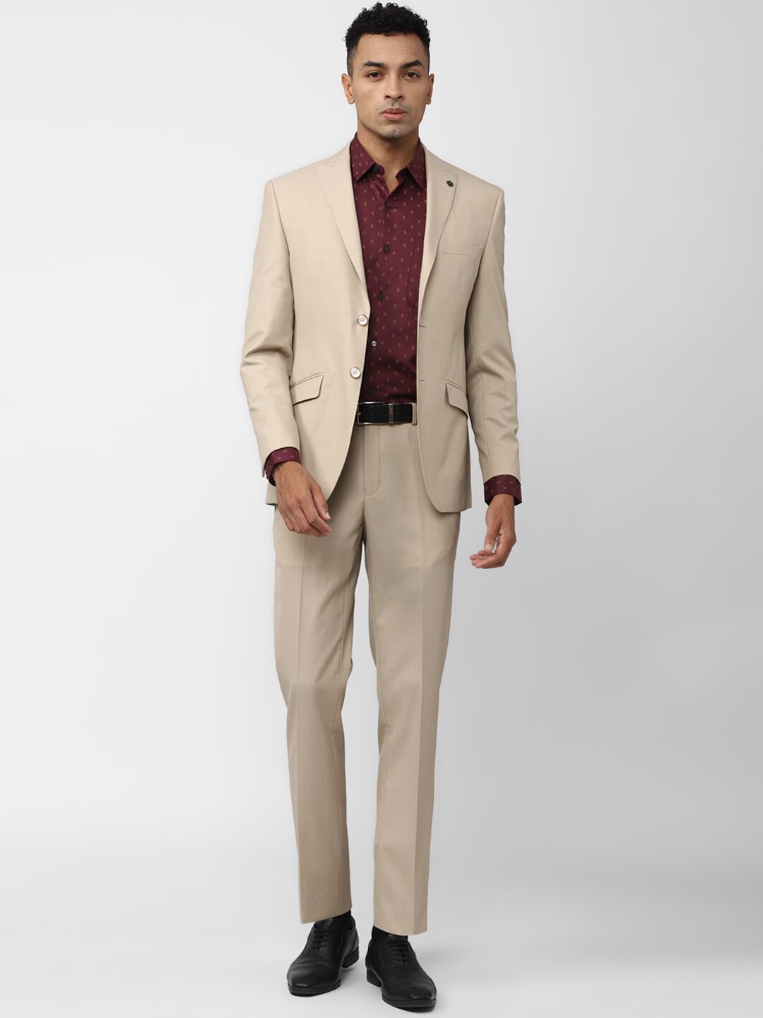 

Peter England Elite Single-Breasted Slim Fit Two Piece Suit, Beige