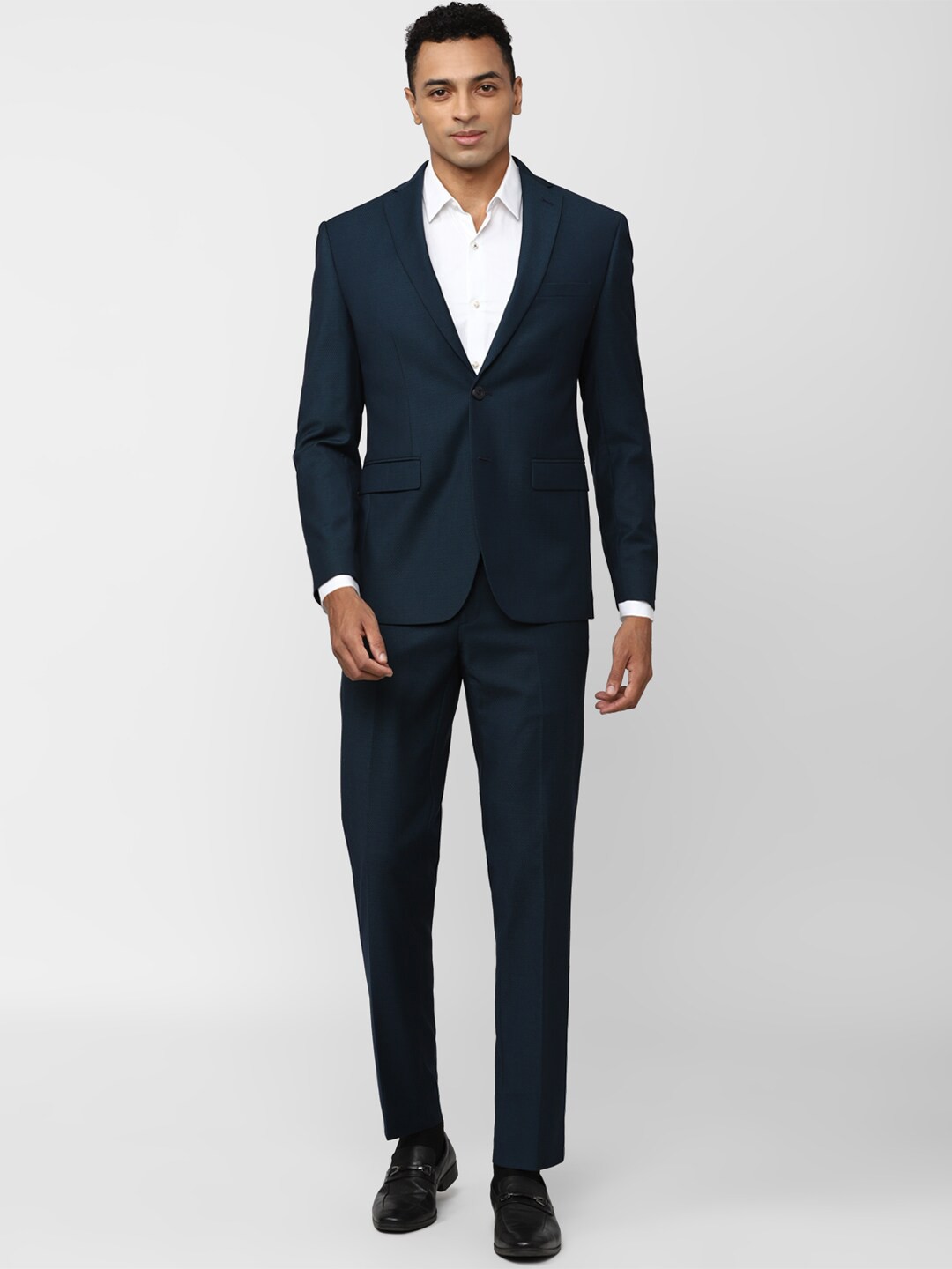 

Peter England Elite Single-Breasted Slim Fit Two Piece Suit, Navy blue