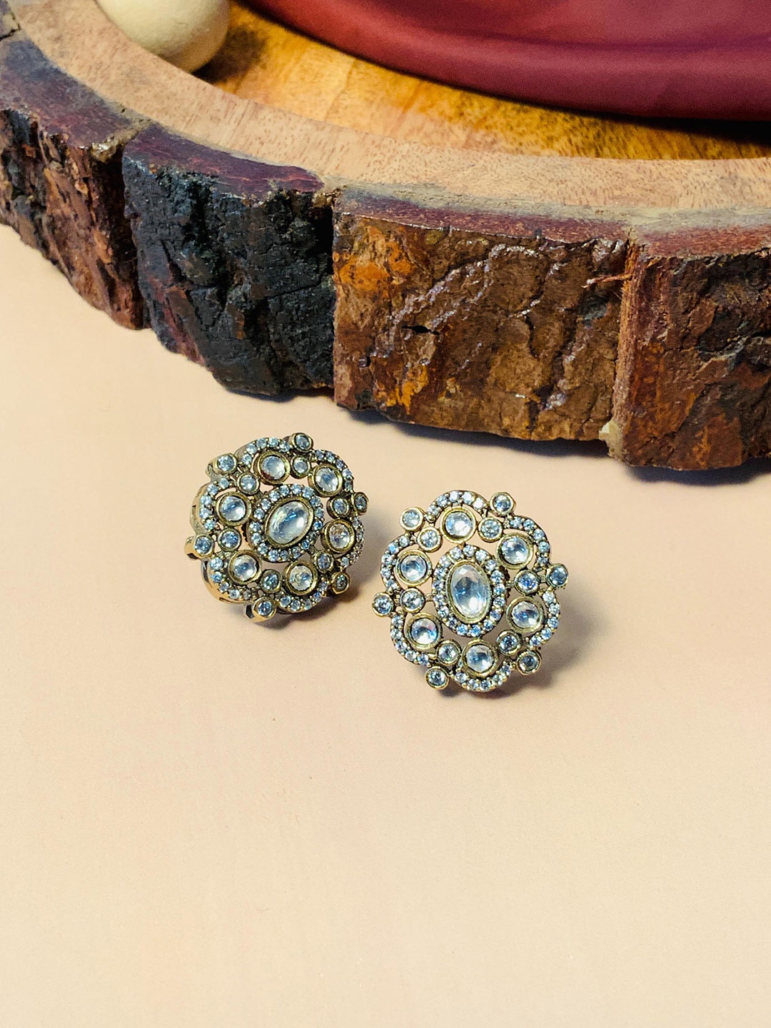 

ABDESIGNS Silver-Plated Circular Studs Earrings