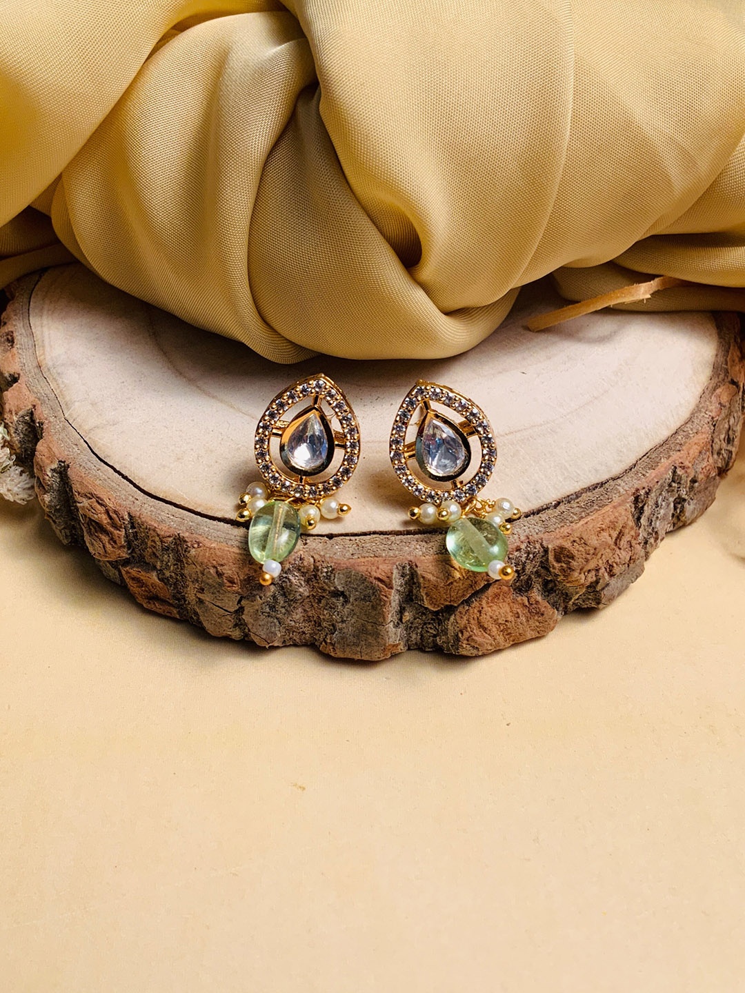 

ABDESIGNS Gold-Plated Circular Drop Earrings