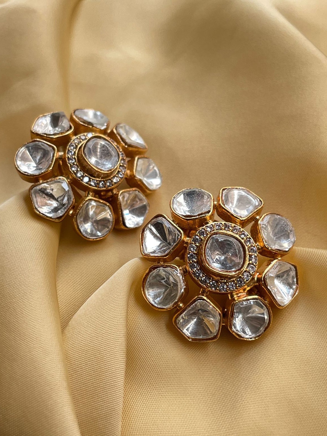 

ABDESIGNS Gold-Plated Floral Studs Earrings