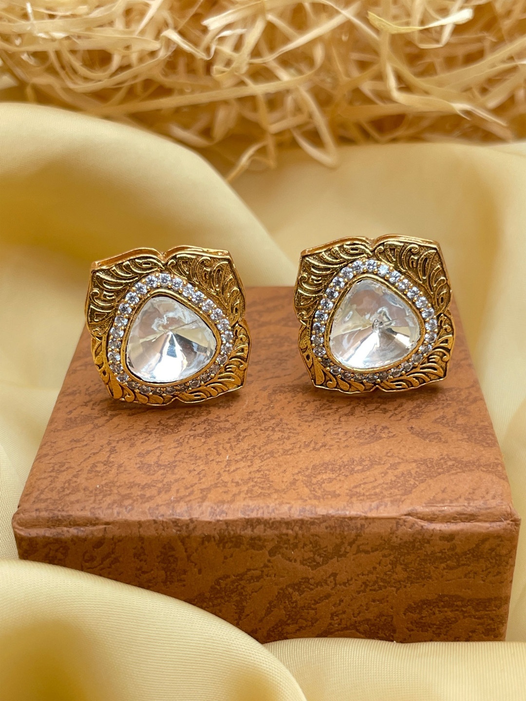 

ABDESIGNS Gold-Plated Contemporary Studs Earrings
