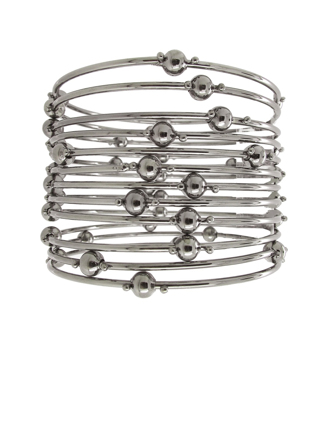 

FEMMIBELLA Set Of 12 Silver-Plated Oxidized Bangles